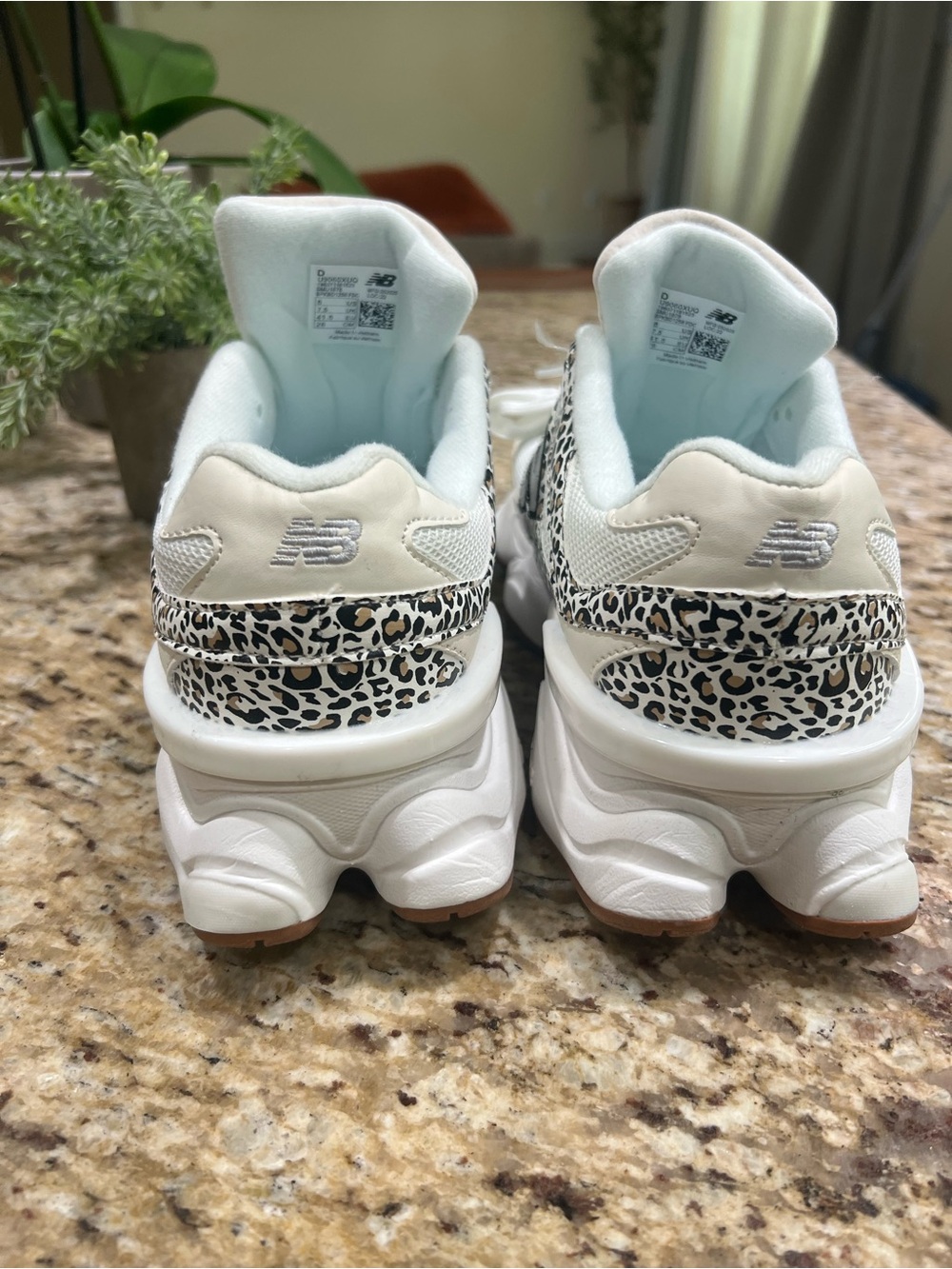 🔥Viral🐆 New Balance 9060 White and Black Leopard-Print Chunky Sneakers - Picture 11 of 13